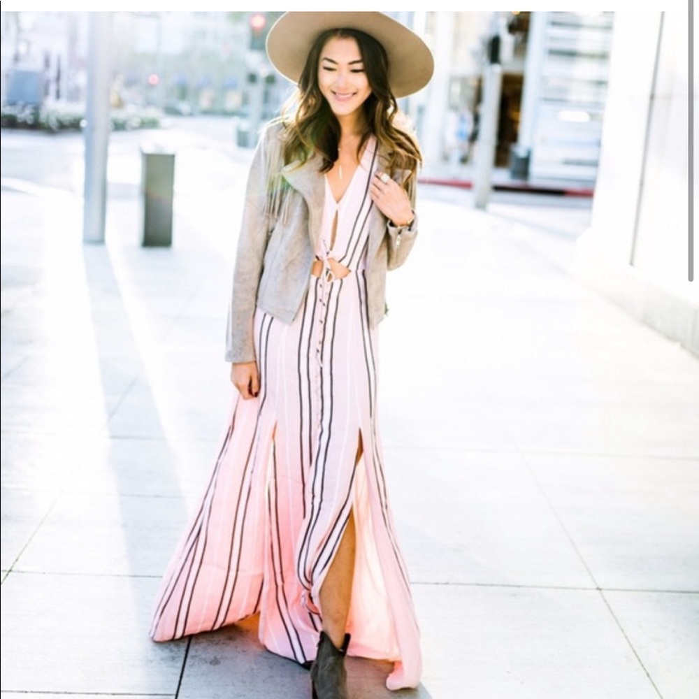 Privacy Please Striped Maxi Stylish Dress